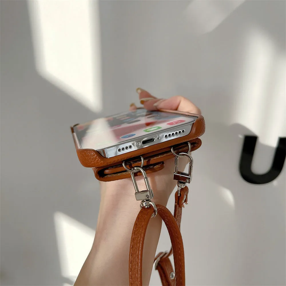 Crossbody Wallet Leather Phone Case With Card Holder For iPhone