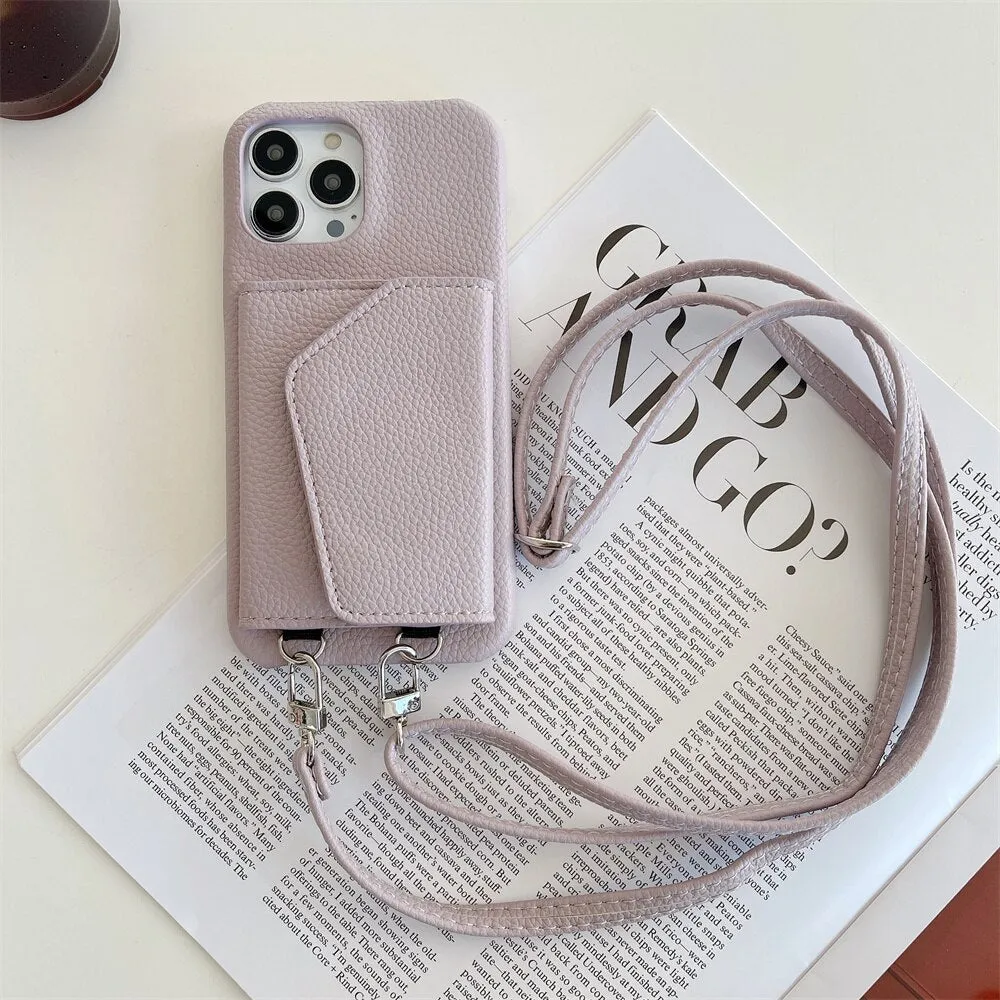 Crossbody Wallet Leather Phone Case With Card Holder For iPhone