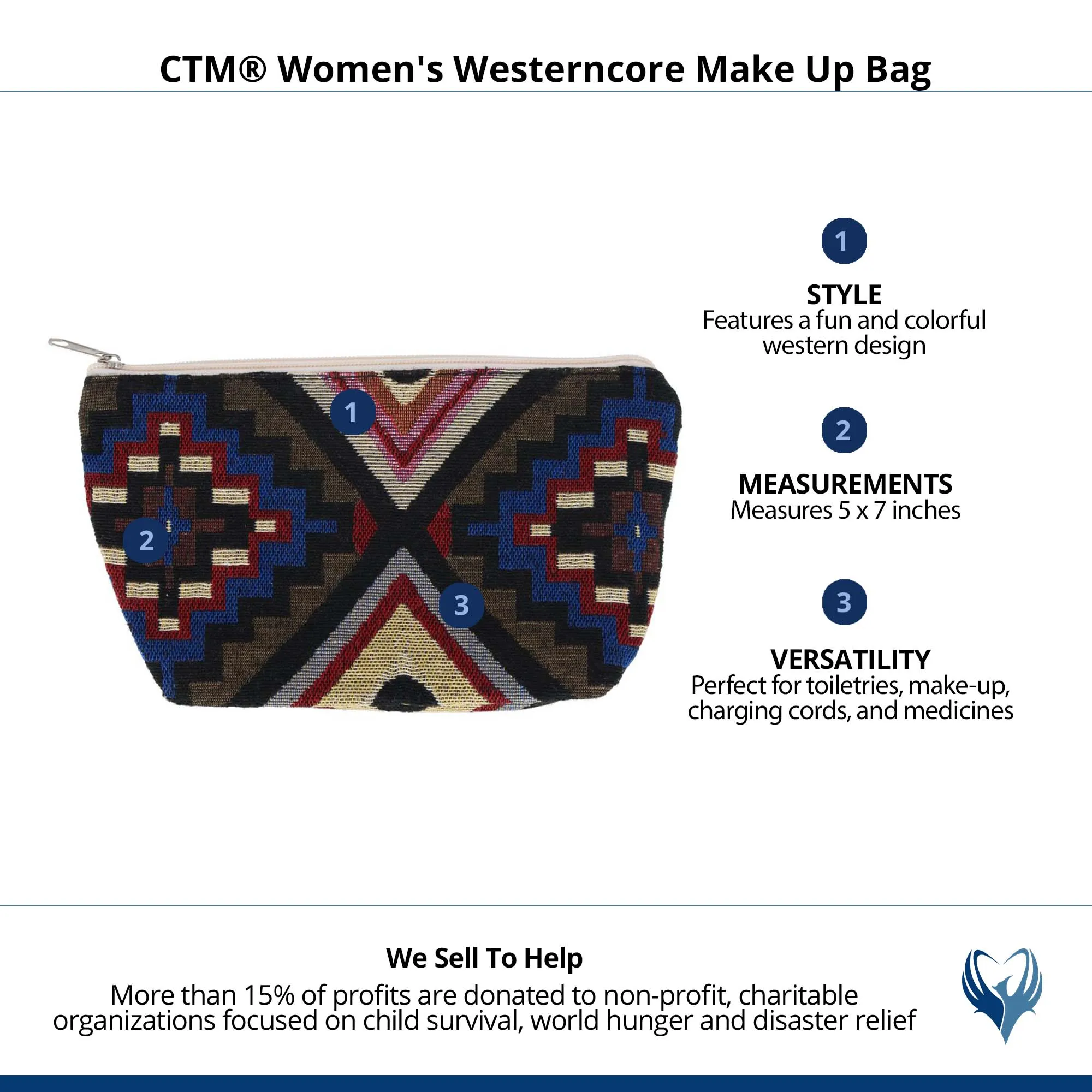 CTM® Women's Westerncore Make Up Bag