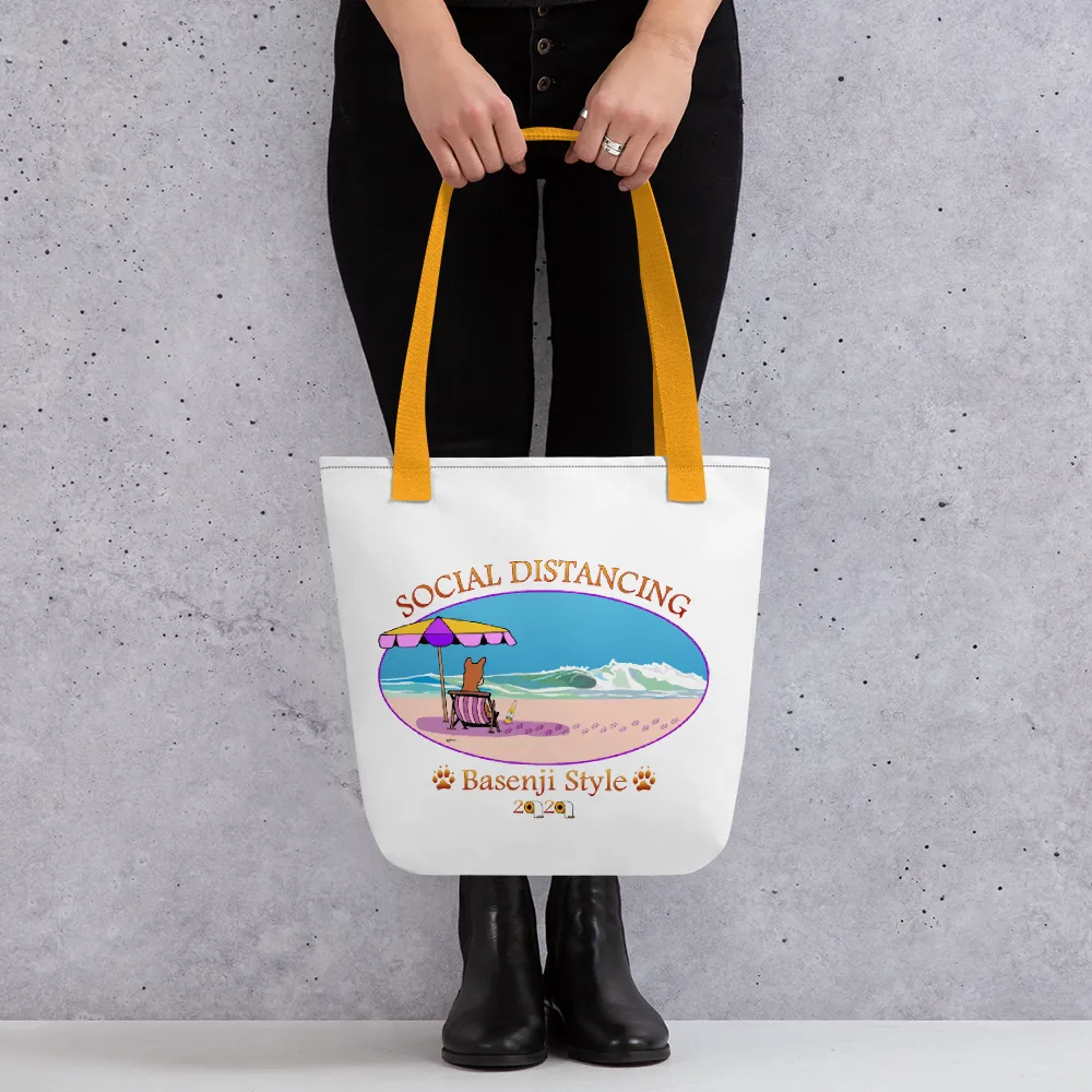 Cute! Social Distancing Basenji Style Tote bag