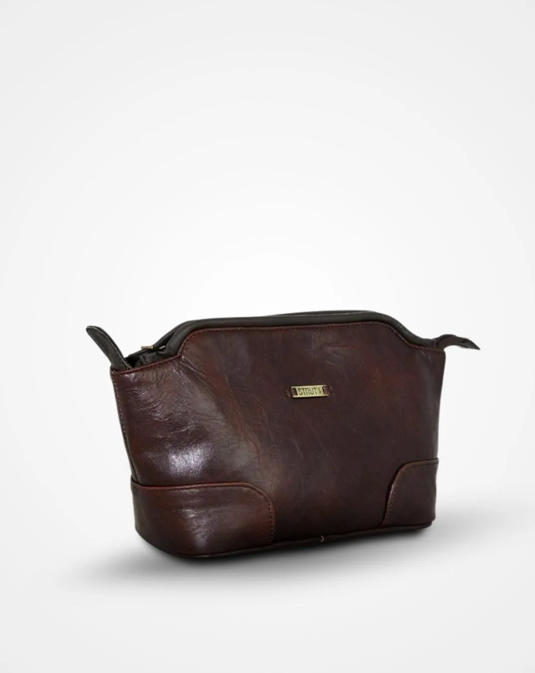 Dark Brown Leather Travel Toiletry Bag II DOPP Kit