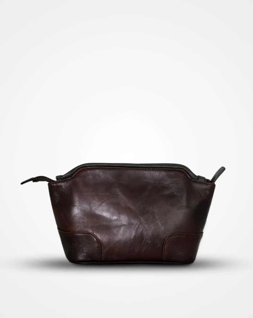 Dark Brown Leather Travel Toiletry Bag II DOPP Kit