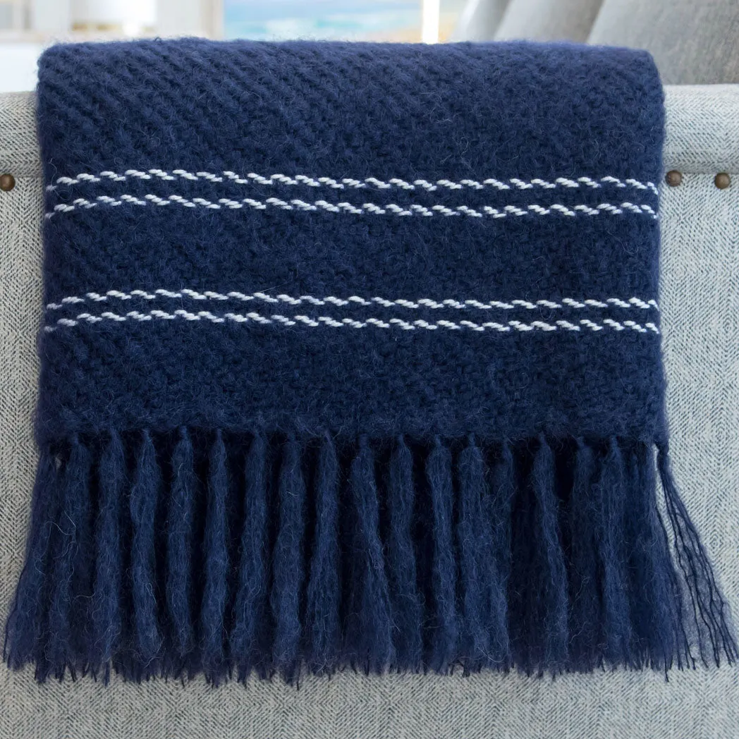 Deep Navy Handwoven Mohair Throw