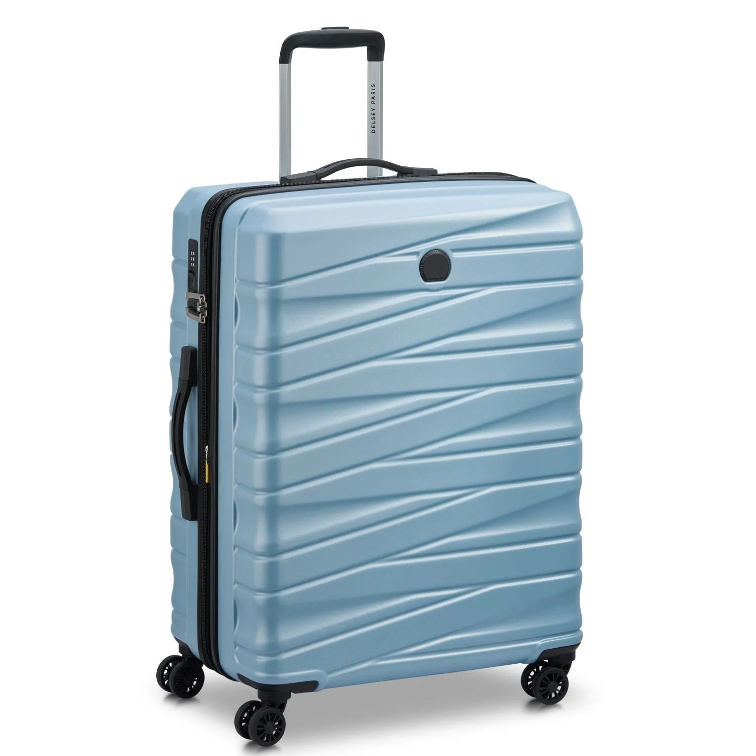 Delsey Tiphanie 55 70 82cm Hardcase 4 Double Wheel Expandable Cabin & Check-In Luggage Trolley Set Aqua   FREE Delsey Agreable Backpack