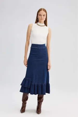 Denim Skirt with Side Details