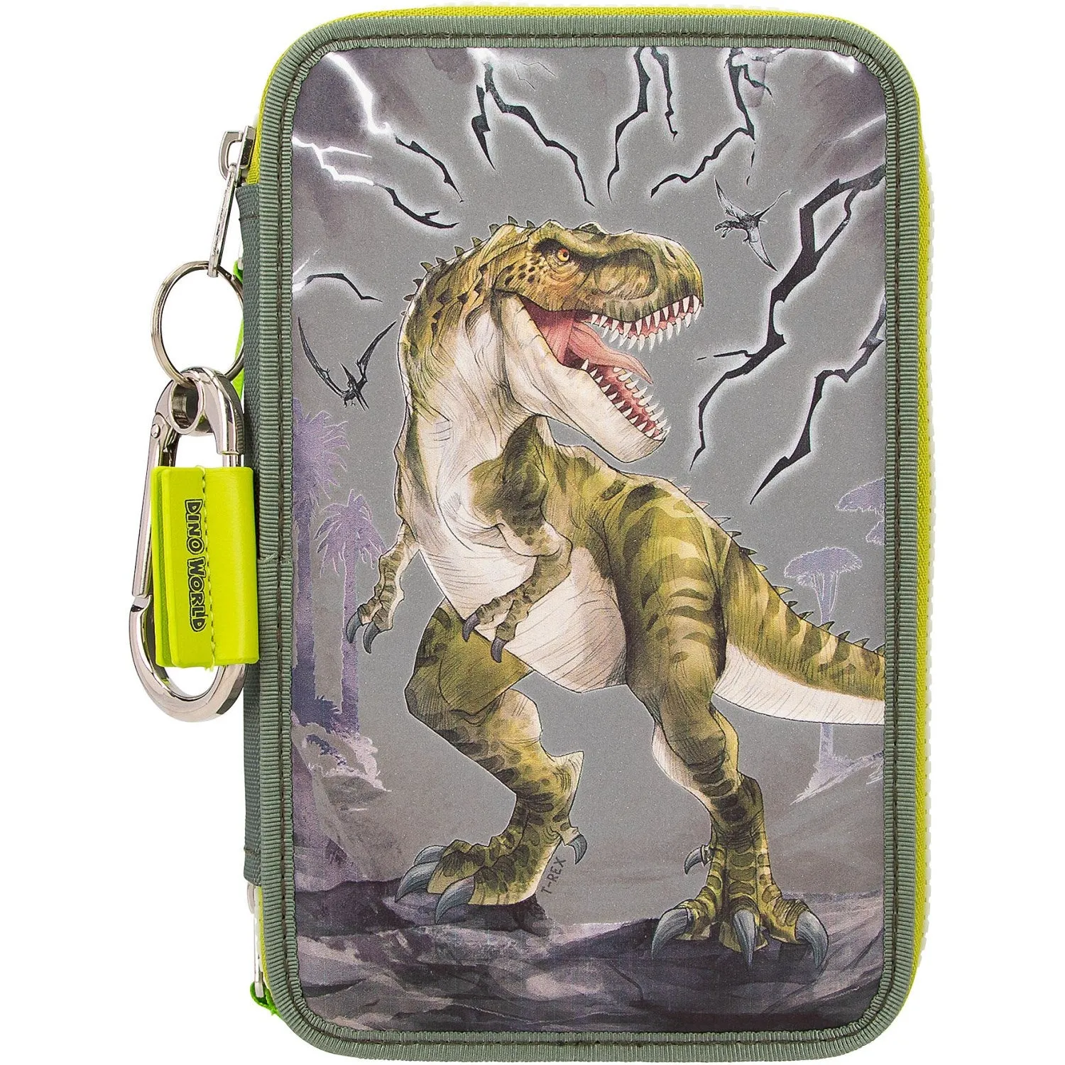 Dino World Trippel Pencil Case Reflector