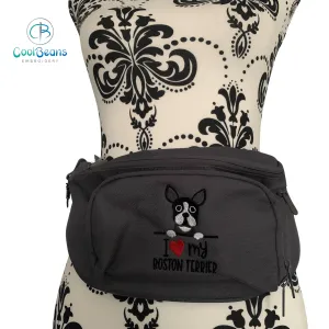 Dog Walking - I Love My Boston Terrier - Belt Bag / 4 Zip Bumbag