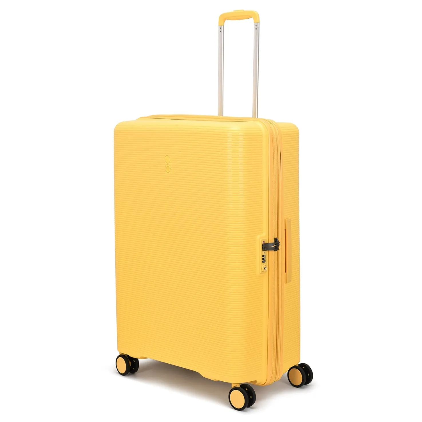 Echolac Forza 55 65 75cm Hardcase 4 Double Wheel Expandable Cabin & Check-In Luggage Trolley Set Mango Yellow