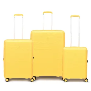 Echolac Forza 55 65 75cm Hardcase 4 Double Wheel Expandable Cabin & Check-In Luggage Trolley Set Mango Yellow