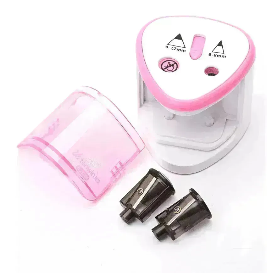 Electric pencil sharpener: child-safe, learning stationery for primary school.