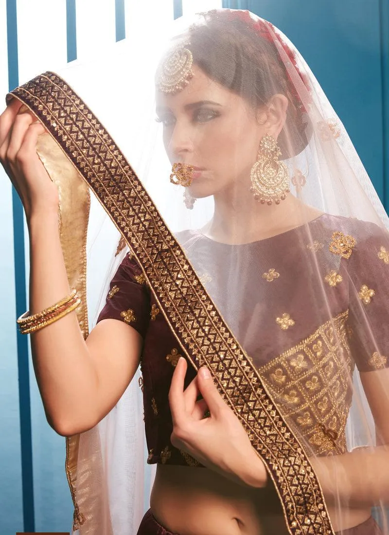 Elegant Brown Color Designer satin Base Lehenga Choli