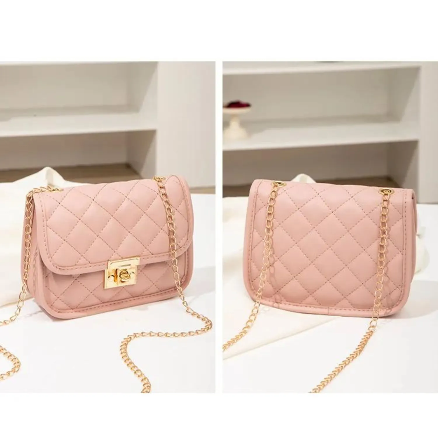 Elegant Quilted Crossbody Bag with Chain Strap