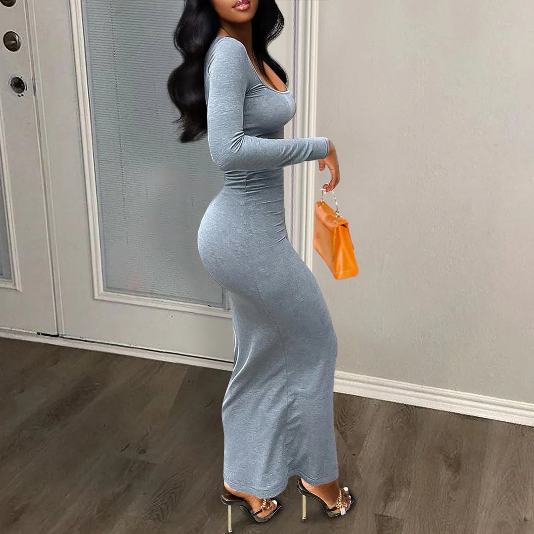 Elegant Solid Color Body Dress