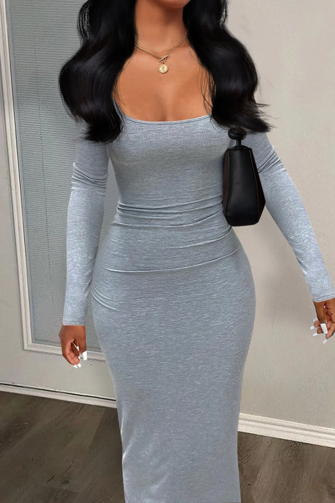 Elegant Solid Color Body Dress