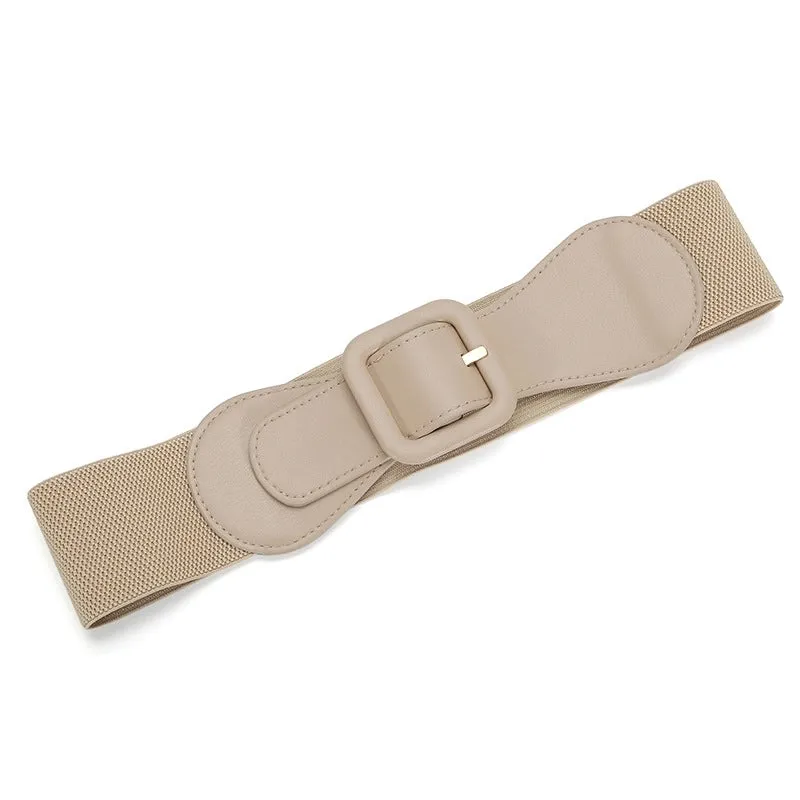 Elegant Solid Color Pu Leather Elastic Band Women's Corset Belts