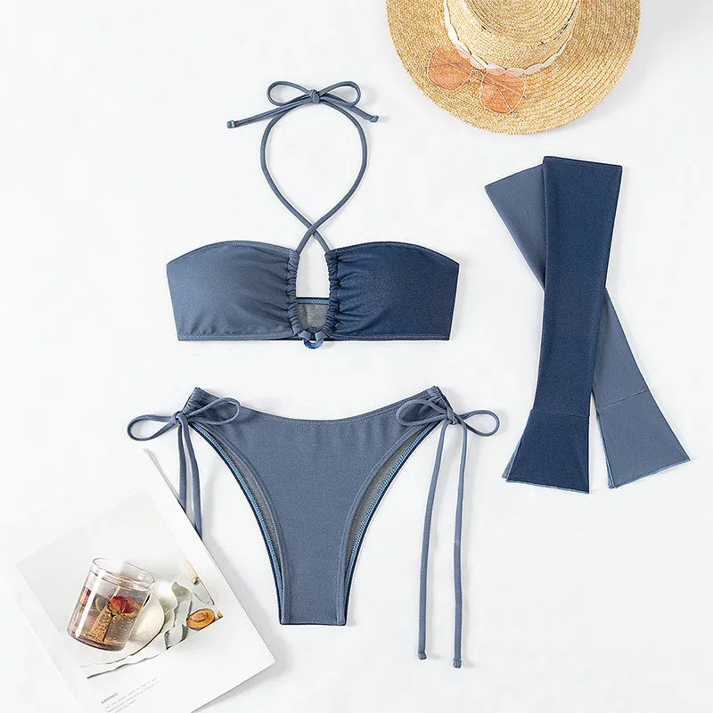 Elegant Solid Color Three-Point Separates Swimsuit