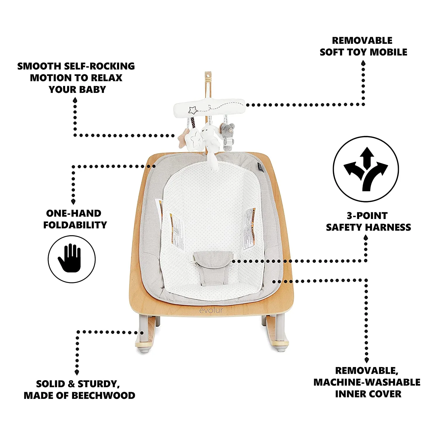 Evolur Tory 2 in 1 Rocker & Chair