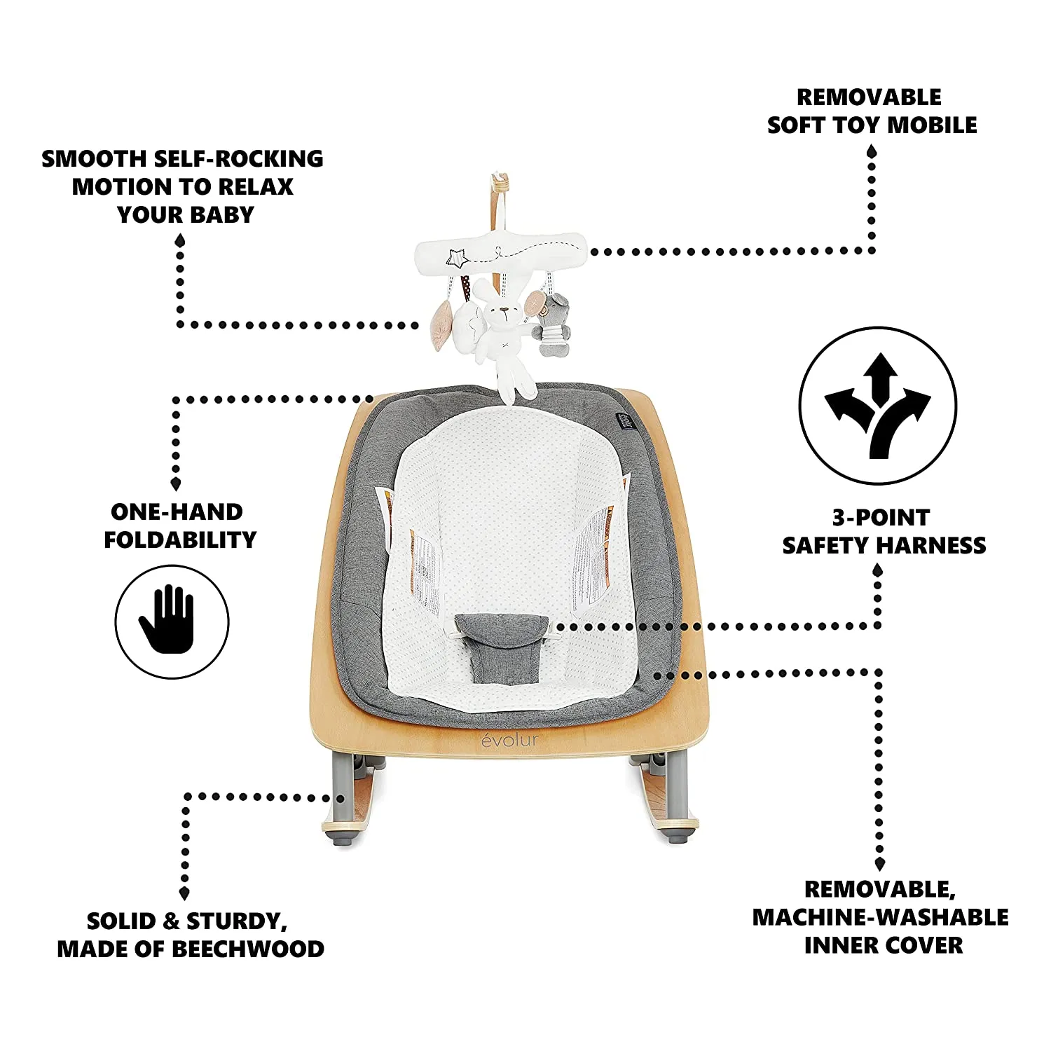 Evolur Tory 2 in 1 Rocker & Chair