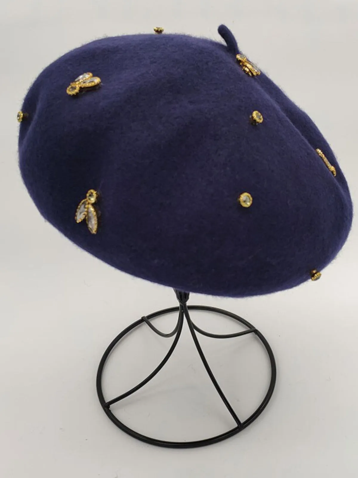 Feelin' Regal Bejeweled Wool Beret Hat