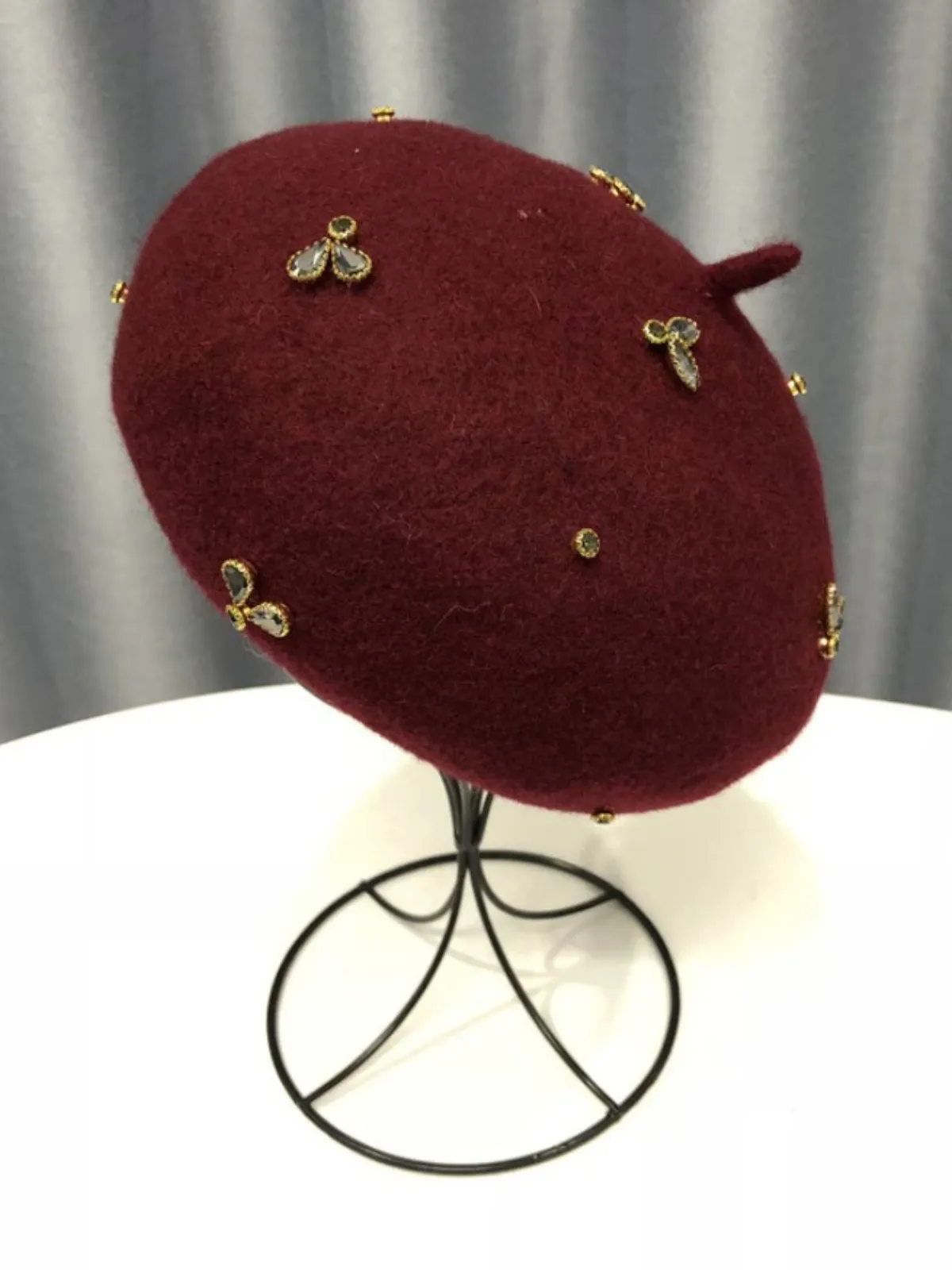 Feelin' Regal Bejeweled Wool Beret Hat