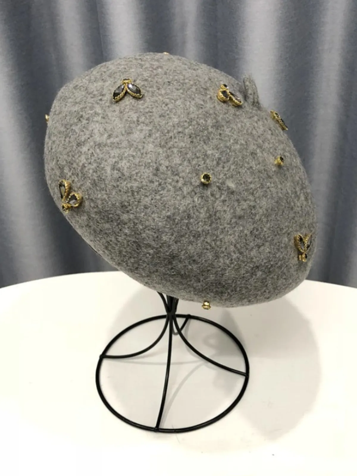 Feelin' Regal Bejeweled Wool Beret Hat