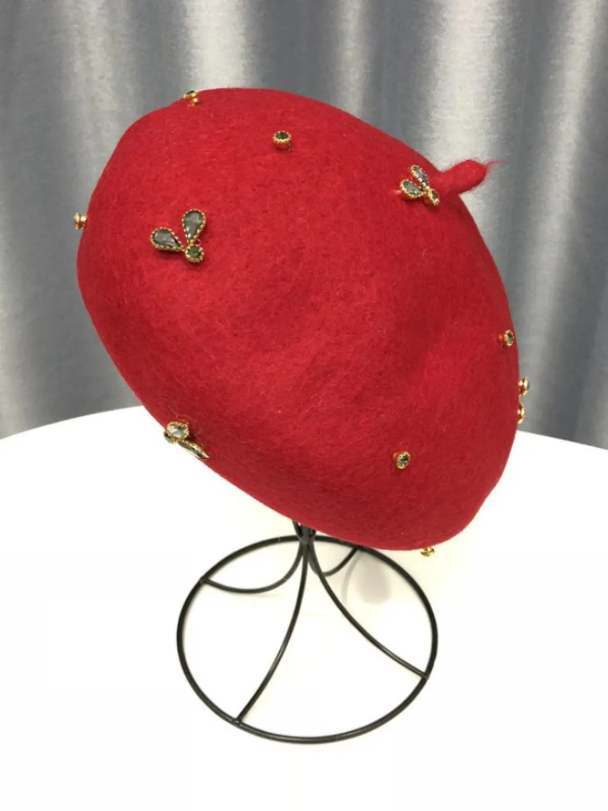 Feelin' Regal Bejeweled Wool Beret Hat