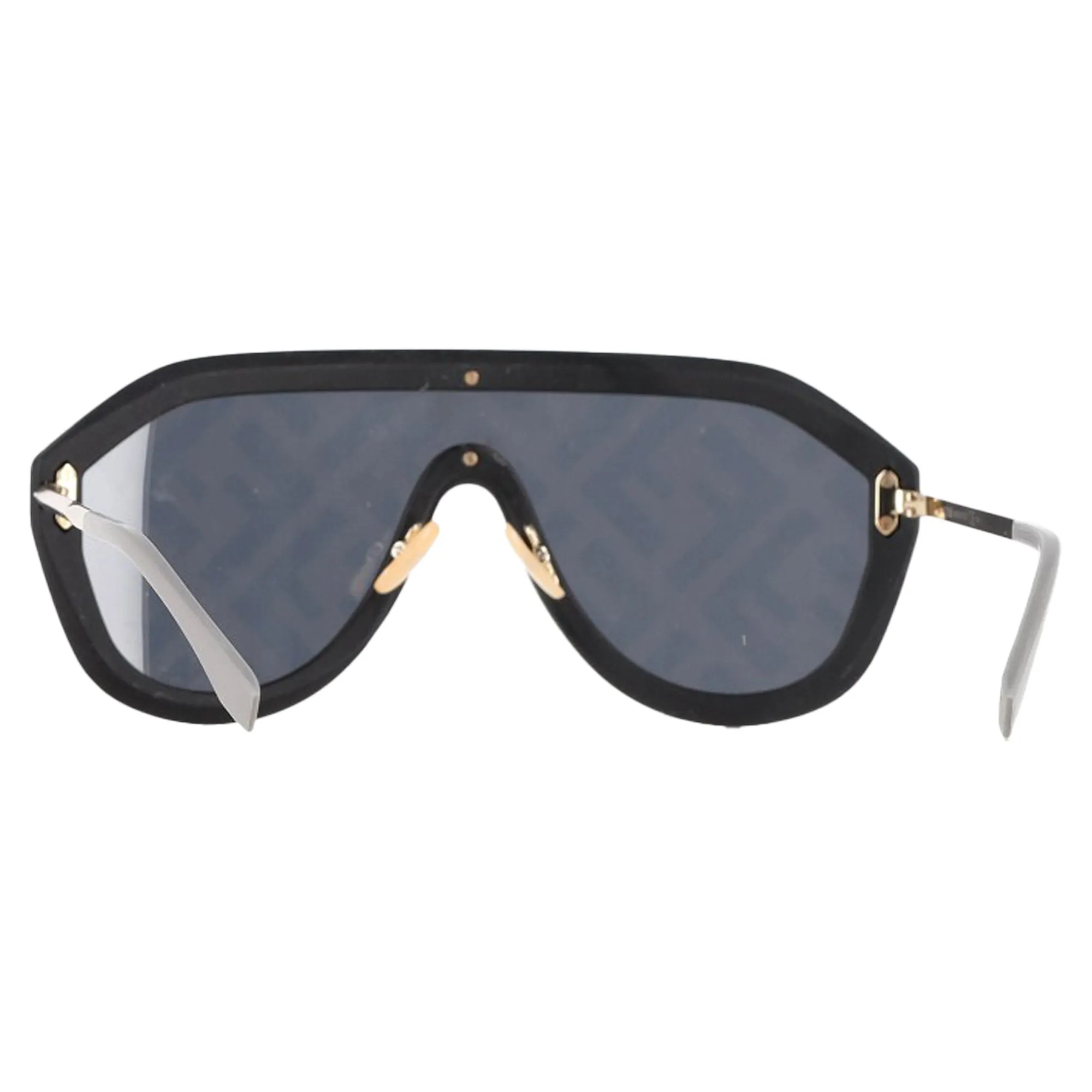 Fendi Zucca FF Logo Shield Sunglasses in Brown Acetate