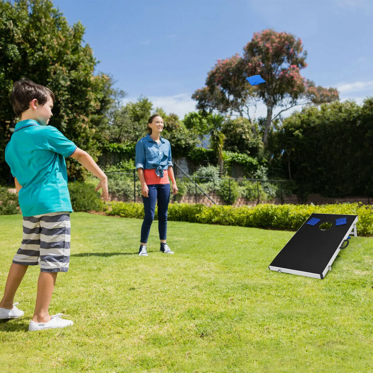 Foldable Bean Bag Cornhole Game Set w/ Carrying Bag