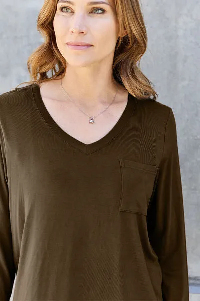 Full Size V-Neck Long Sleeve Top