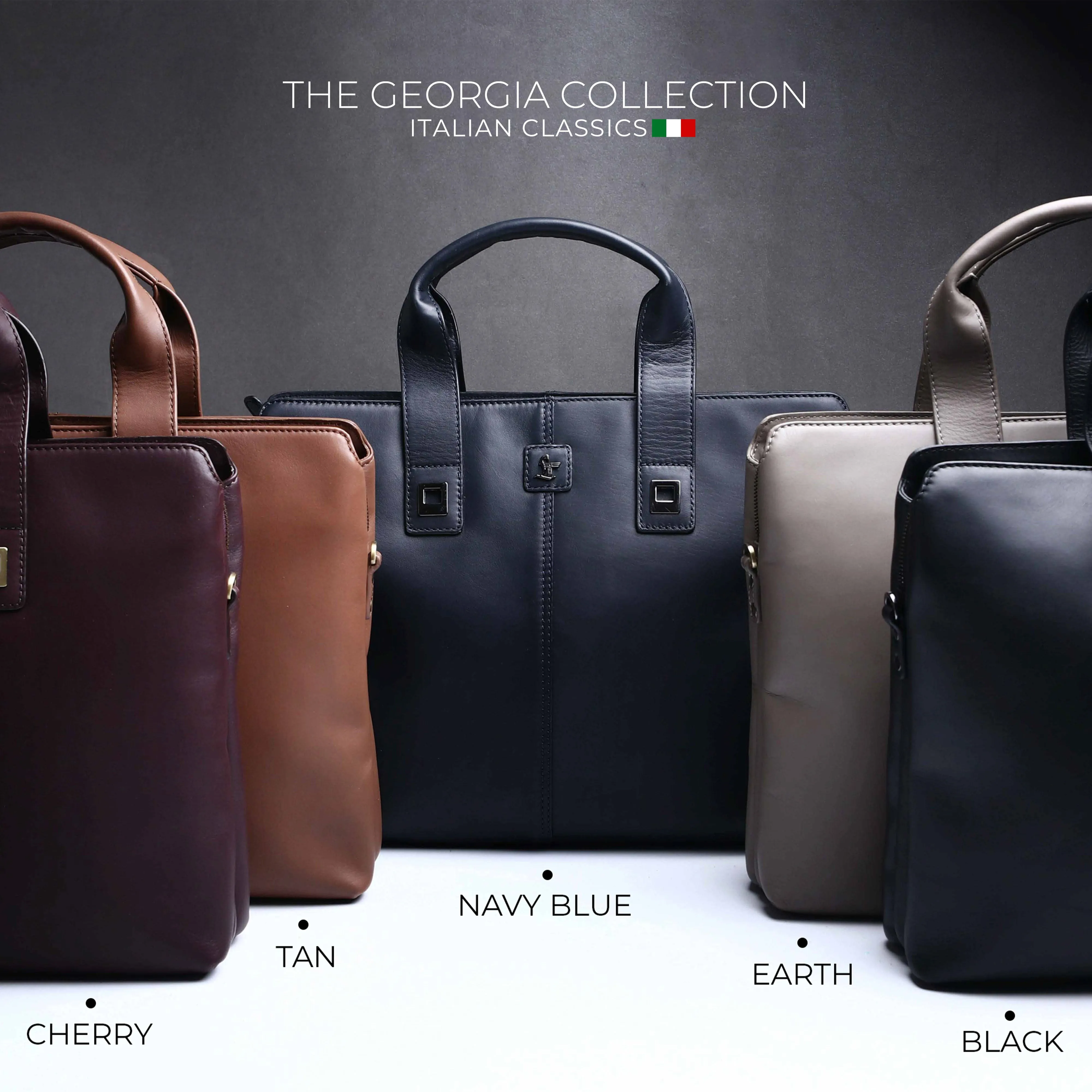 Georgia Collection | Genuine Leather Laptop / Office Bag For Men | Fits 15.5 in" Laptop | Cherry