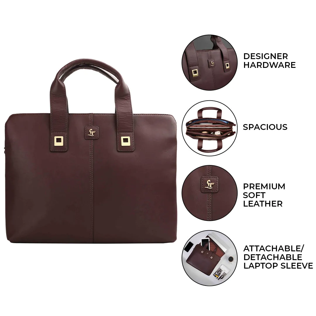 Georgia Collection | Genuine Leather Laptop / Office Bag For Men | Fits 15.5 in" Laptop | Cherry