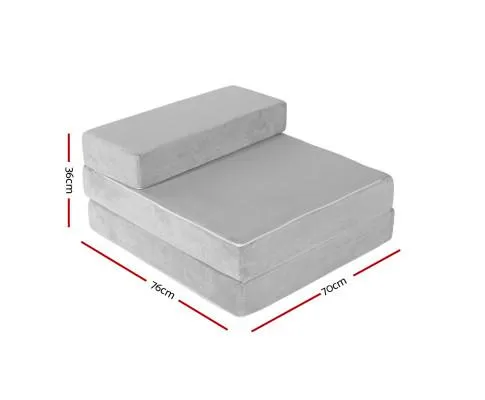 Giselle Bedding Folding Foam Mattress Portable Sofa Bed Lounge Chair Velvet Light Grey