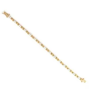 Gold Brass Bracelet with AAA Grade CZ in Clear for Women Style 36713