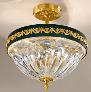 Gold Ceiling Light With Green Details