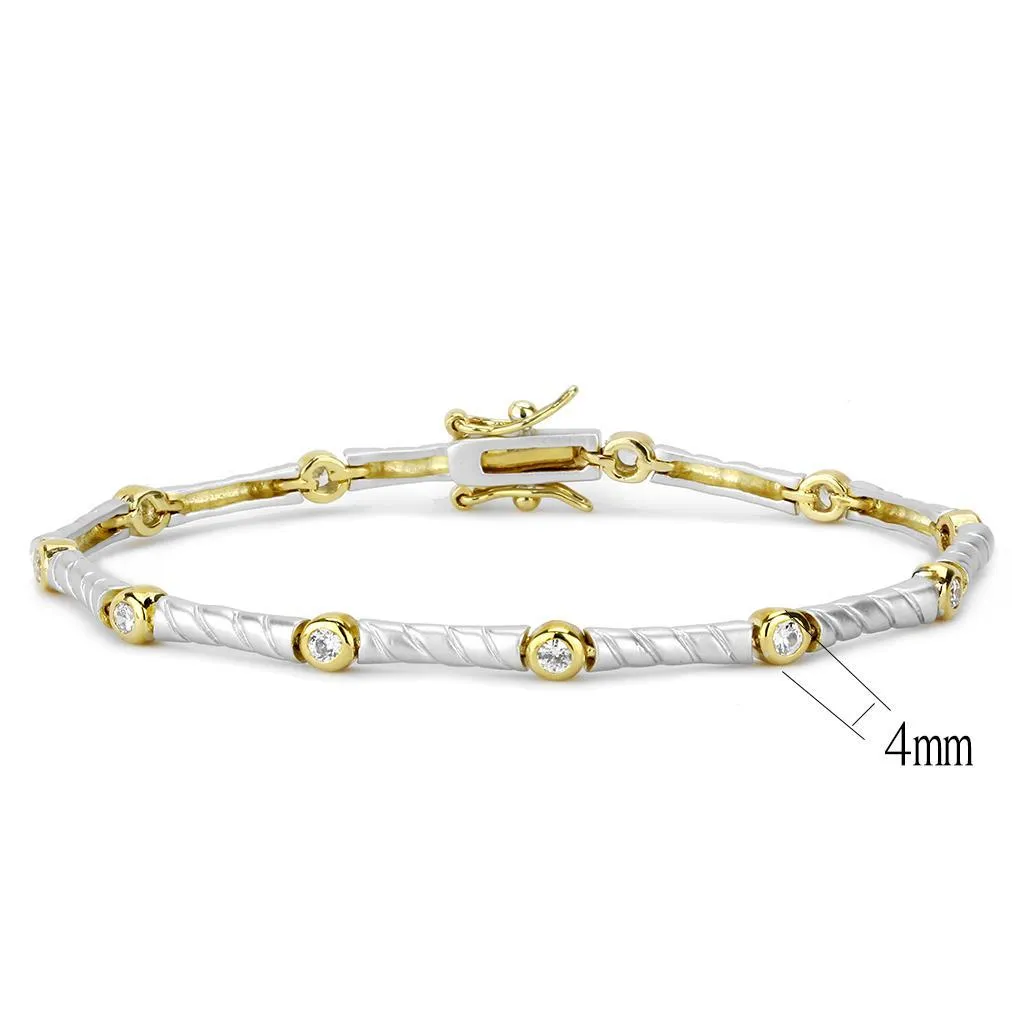 Gold Rhodium Brass Bracelet with AAA Grade CZ in Clear for Women Style LO4734