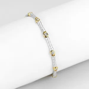 Gold Rhodium Brass Bracelet with AAA Grade CZ in Clear for Women Style LO4734