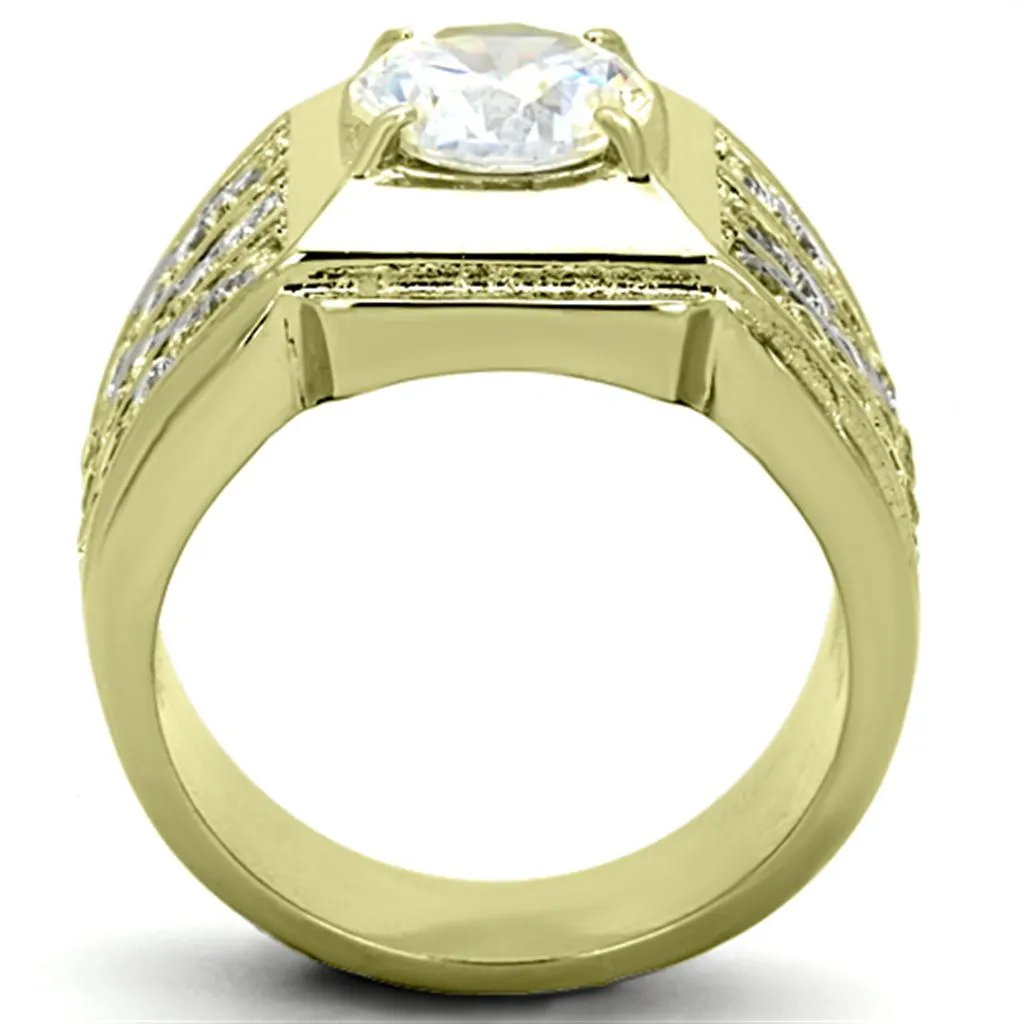 Gold(Ion Plating) Stainless Steel Ring with AAA Grade CZ in Clear for Women Style TK1233G