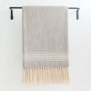 Gray Taupe & Ivory Stripe Handwoven Cotton Throw