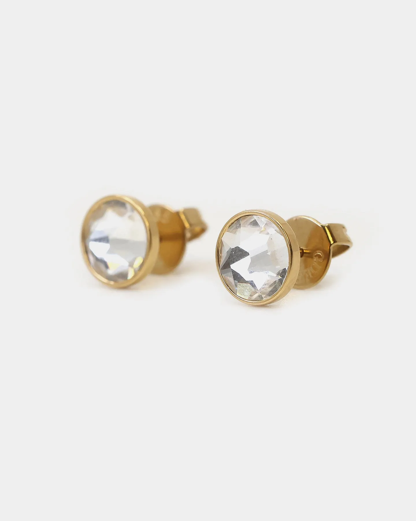 Guess Mainline Crystal Clear 8mm Stud Gold