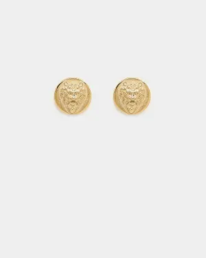 Guess Mainline Lion Head 12mm Stud Earrings Gold