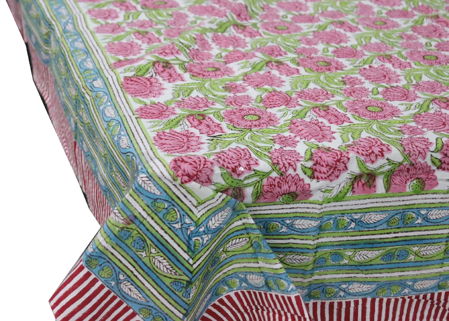 Hand Block Print Indian Rectangular Tablecloth with Napkins 100%cotton Floral Kitchen Linen