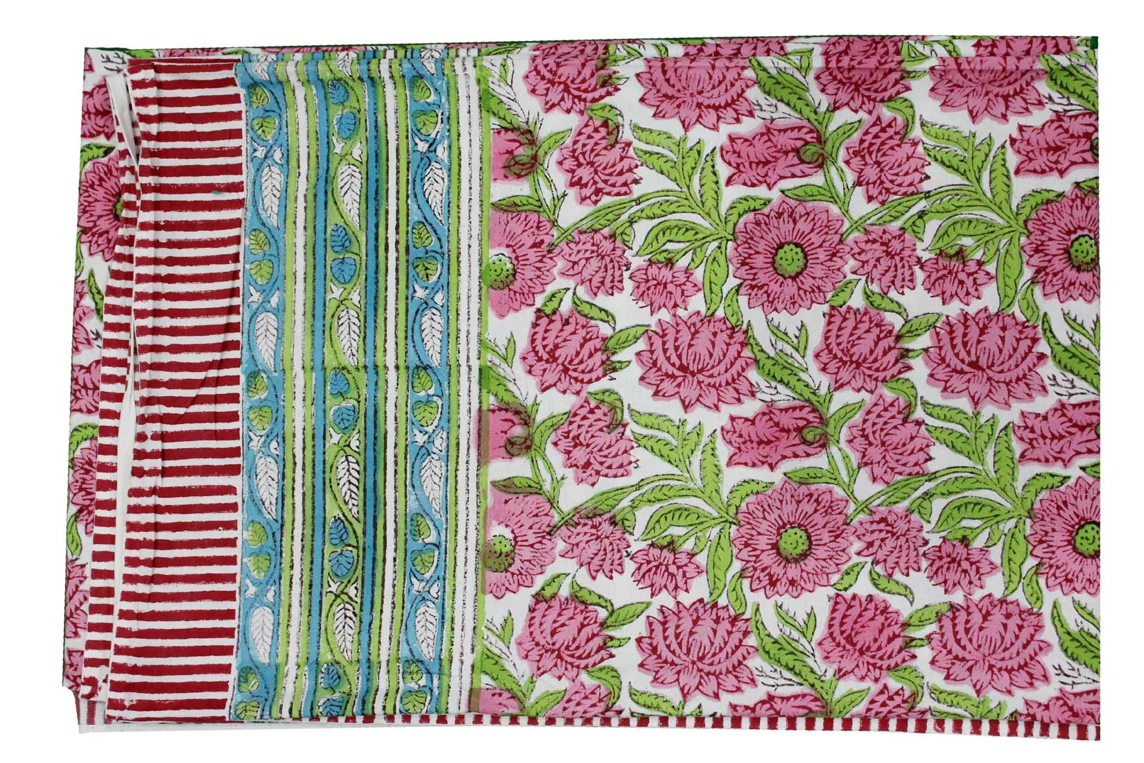 Hand Block Print Indian Rectangular Tablecloth with Napkins 100%cotton Floral Kitchen Linen