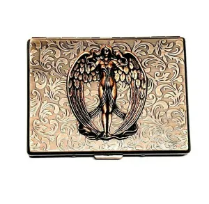 Handmade Antique Bronze Victorian Angel Cigarette Case