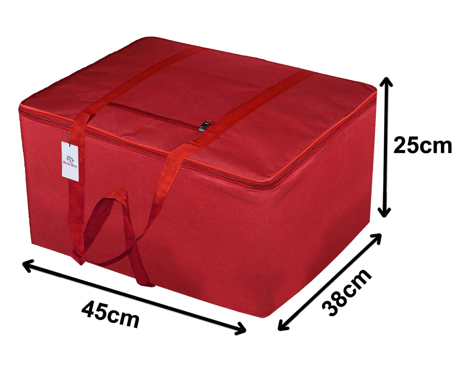 Heart Home Small Size Lightweight Foldable Rexine Jumbo Underbed Storage Bag With Zipper And Handle (Red) (F_26_HEARTH016802)