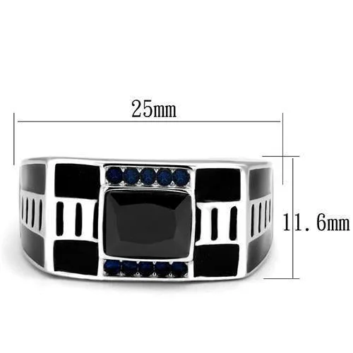 High polished (no plating) Stainless Steel Ring with AAA Grade CZ in Black Diamond for Women Style TK3002