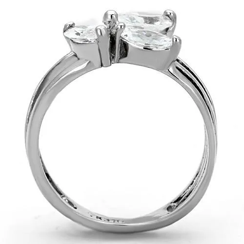 High polished (no plating) Stainless Steel Ring with AAA Grade CZ in Clear for Women Style TK1445