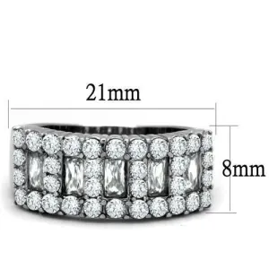 High polished (no plating) Stainless Steel Ring with AAA Grade CZ in Clear for Women Style TK2866