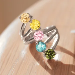 High polished (no plating) Stainless Steel Ring with AAA Grade CZ in Multi Color for Women Style TK2876