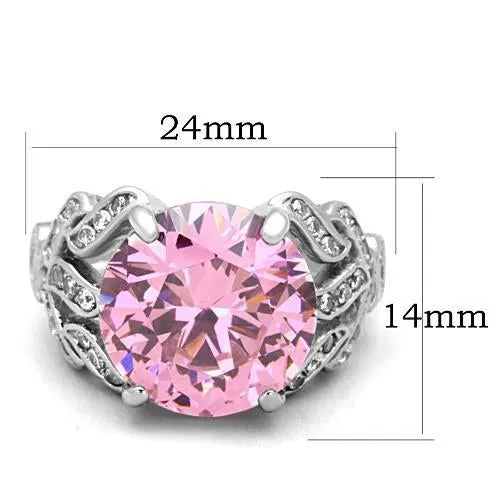 High polished (no plating) Stainless Steel Ring with AAA Grade CZ in Rose for Women Style TK1512