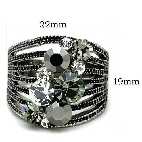 High polished (no plating) Stainless Steel Ring with Top Grade Crystal in Black Diamond for Women Style TK1521